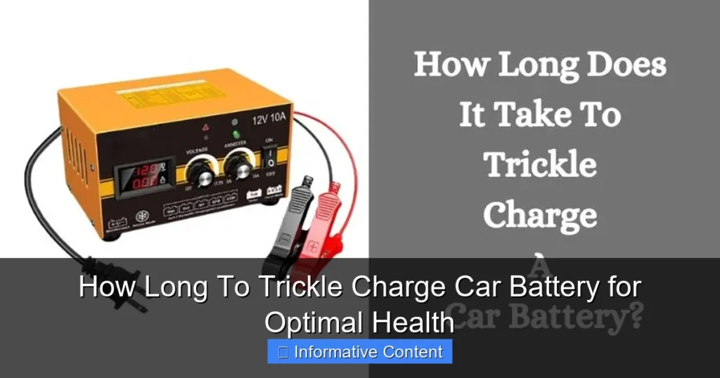 How Long To Trickle Charge Car Battery for Optimal Health